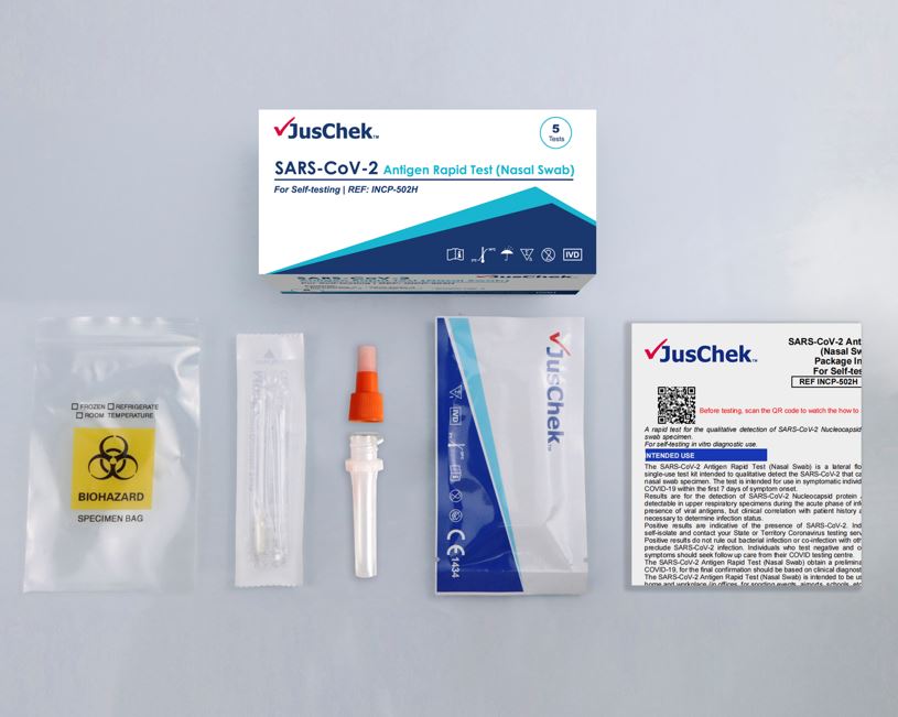 JusChek Antigen Rapid Test (Nasal Swab) 5 Pack IN STOCK