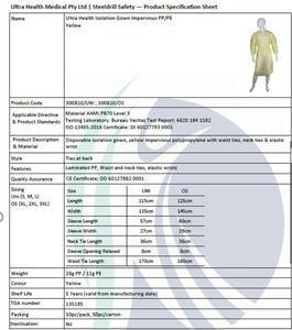 Clinical Isolation Gown – Non Sterile/Impervious PP/PE Lvl 3