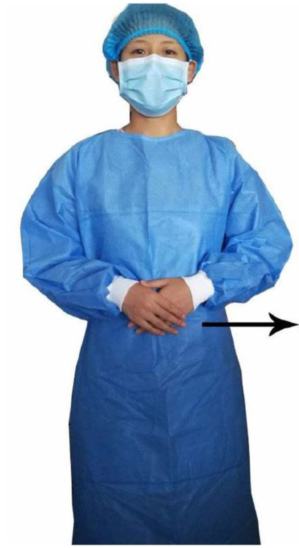 Disposable Isolation Gown Tie Back with Knitted Cuffs Lvl 2