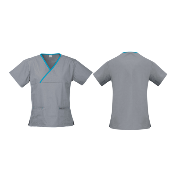 Ladies Contrast Crossover Scrubs Top - Image 6