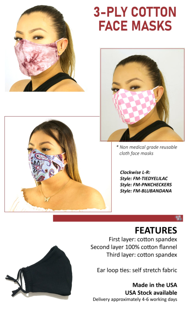 Cotton Face Masks 3 Pack Retail Quality (Made in USA) - Image 10